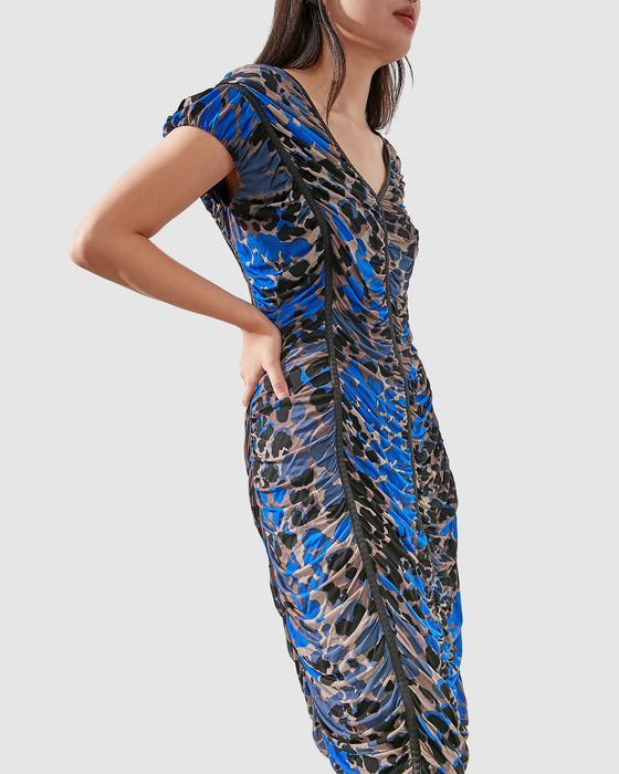 Roberto Cavalli Black/Blue Cheetah Print Dress - 46