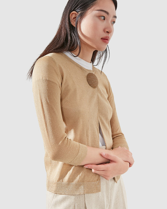 Red Valentino Gold Knit Cardigan - S