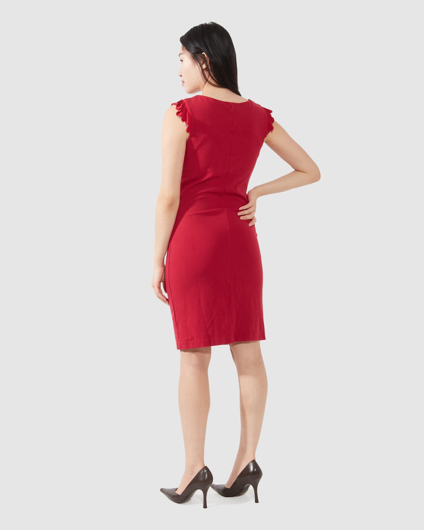 Valentino Red Frill Collar Cocktail Dress - M