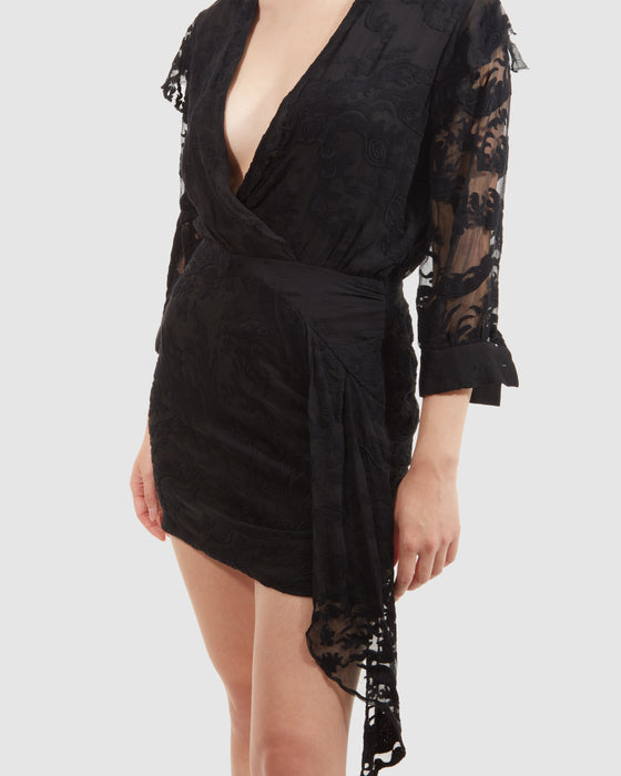 Iro Black Sheer Print Dress - 38