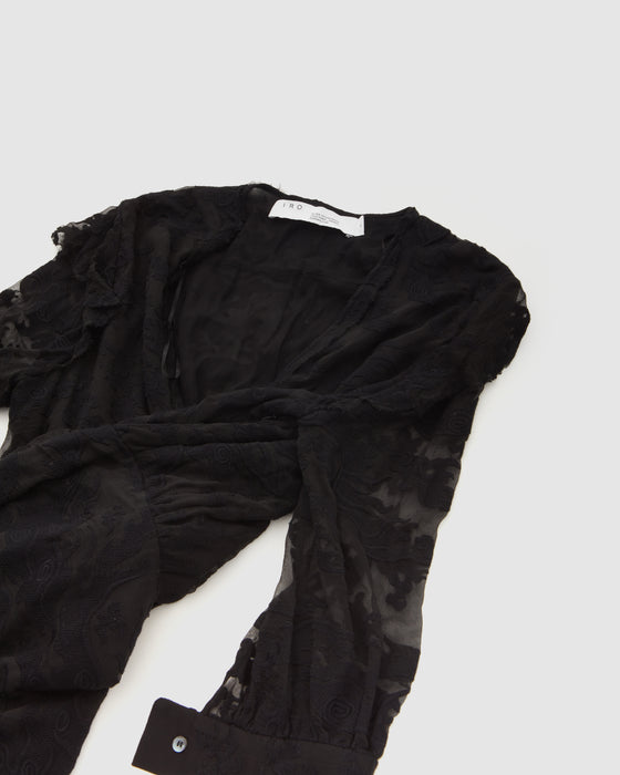 Iro Black Sheer Print Dress - 38