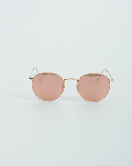 Ray-Ban Gold Pink Lens Round Metal Rb3447 Sunglasses