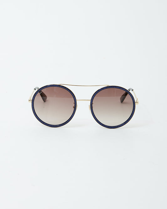 Gucci Navy Sprakle Round GG0061S Sunglasses