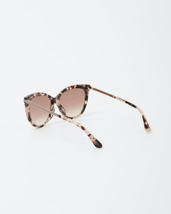 Jimmy Choo Pink-tone Havana Sparkle Axelle Cat Eye Sunglasses