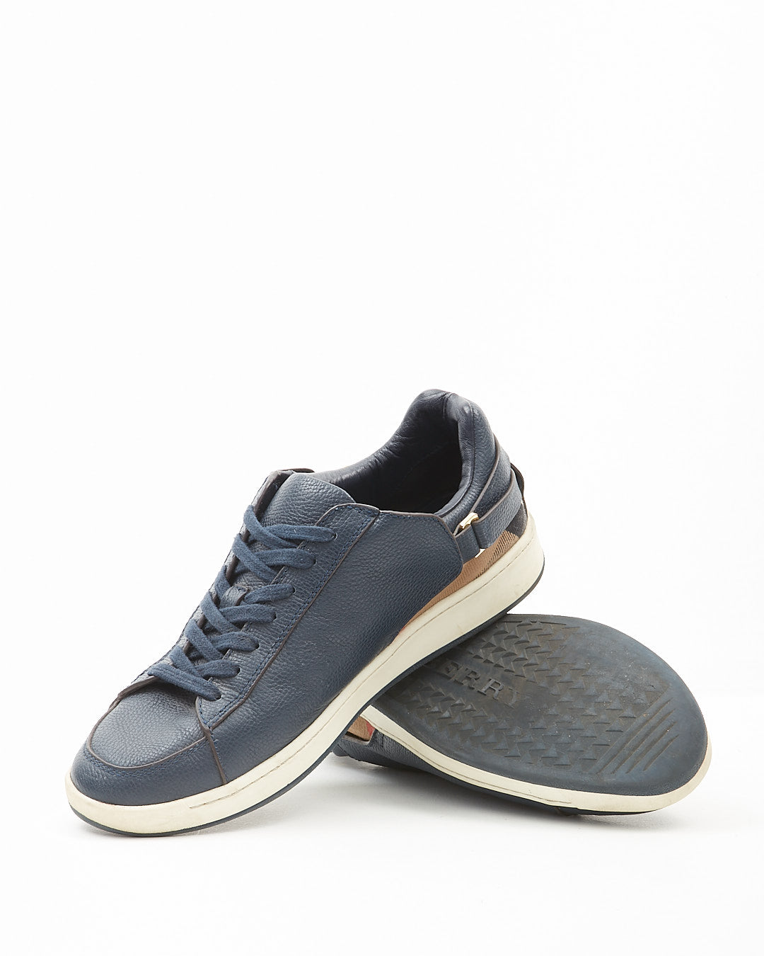 Baskets en toile à carreaux en cuir bleu marine Burberry - 39