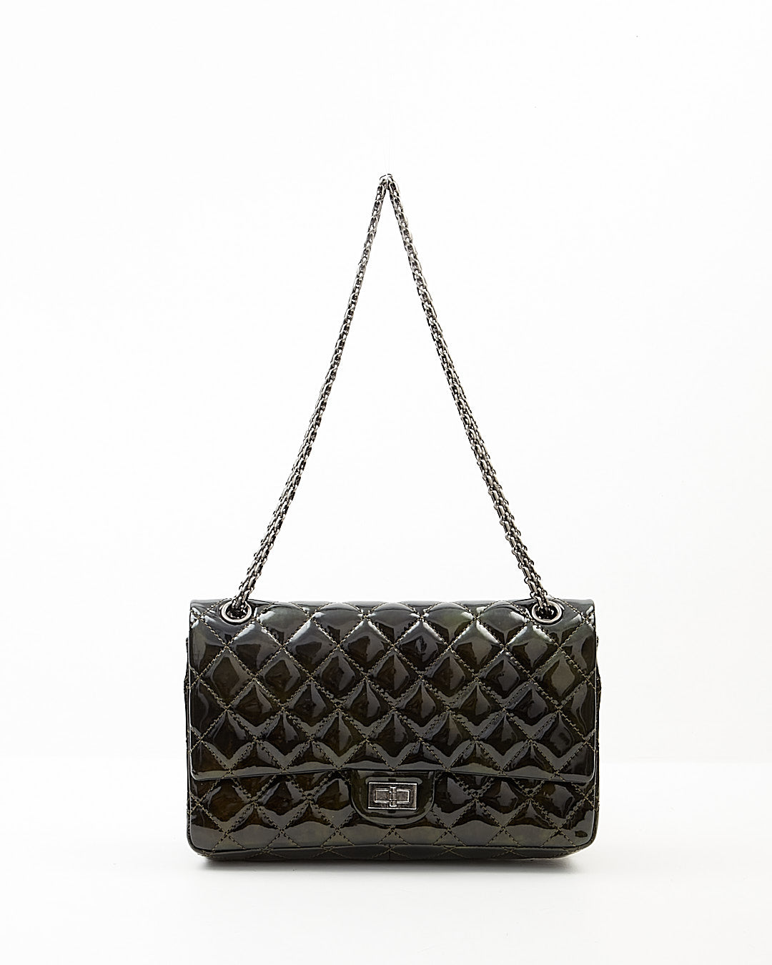 Chanel Black/Green Irridescent Patent Reissue 226 Double Flap Bag