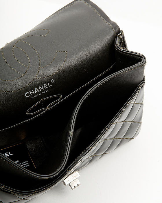 Chanel Black/Green Irridescent Patent Reissue 226 Double Flap Bag