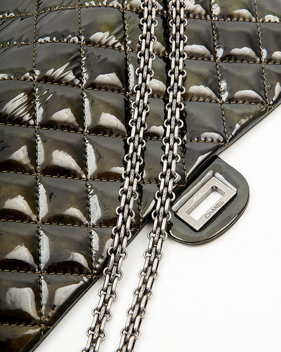 Chanel Black/Green Irridescent Patent Reissue 226 Double Flap Bag