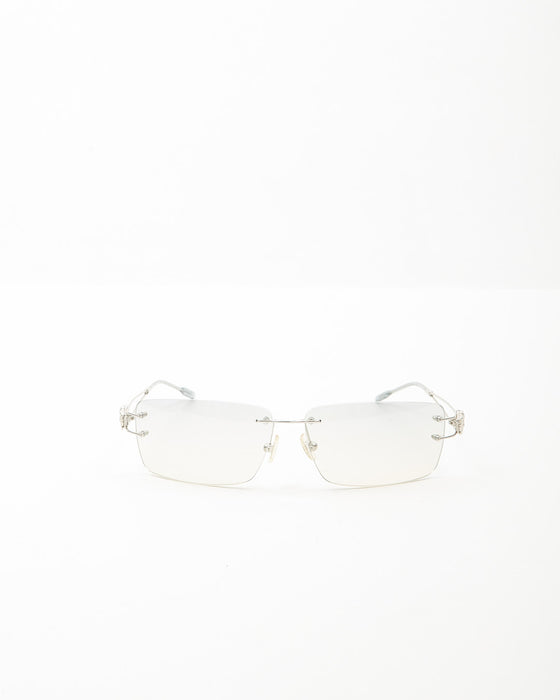 Versace Silver Transparent Rectangular Lense MOD N38 Sunglasses