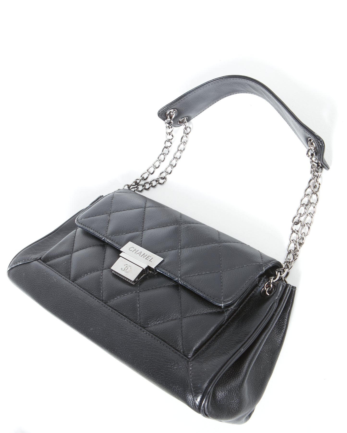 Chanel Black Caviar Leather 2003 Small Shoulder Bag