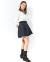 Halston Black Cotton Pleated Mini Skirt - 4