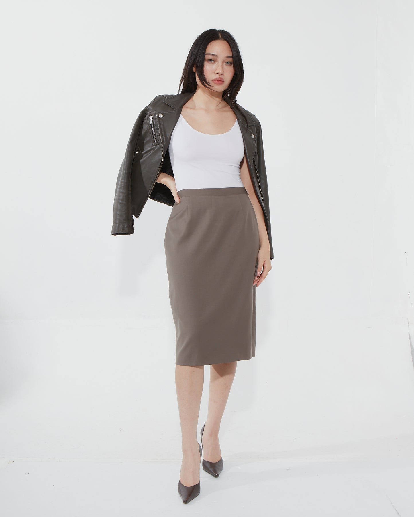 Burberry Vintage Brown Taupe Pencil Skirt - 44