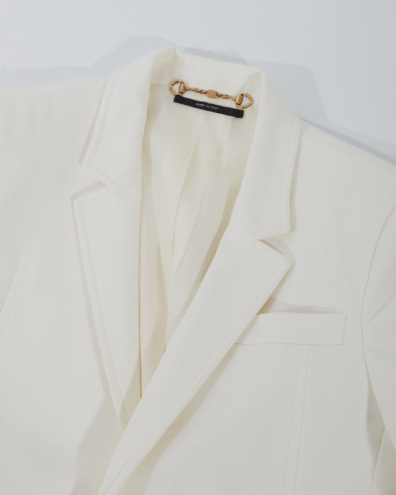 Gucci White Suit Blazer + Brown Belt - 38