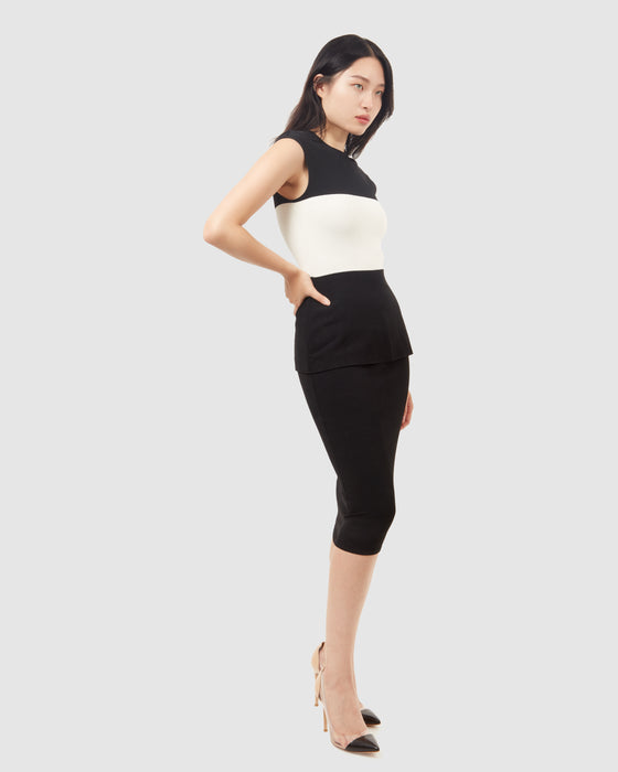 McQueen Black/White Bodycon Dress - XS