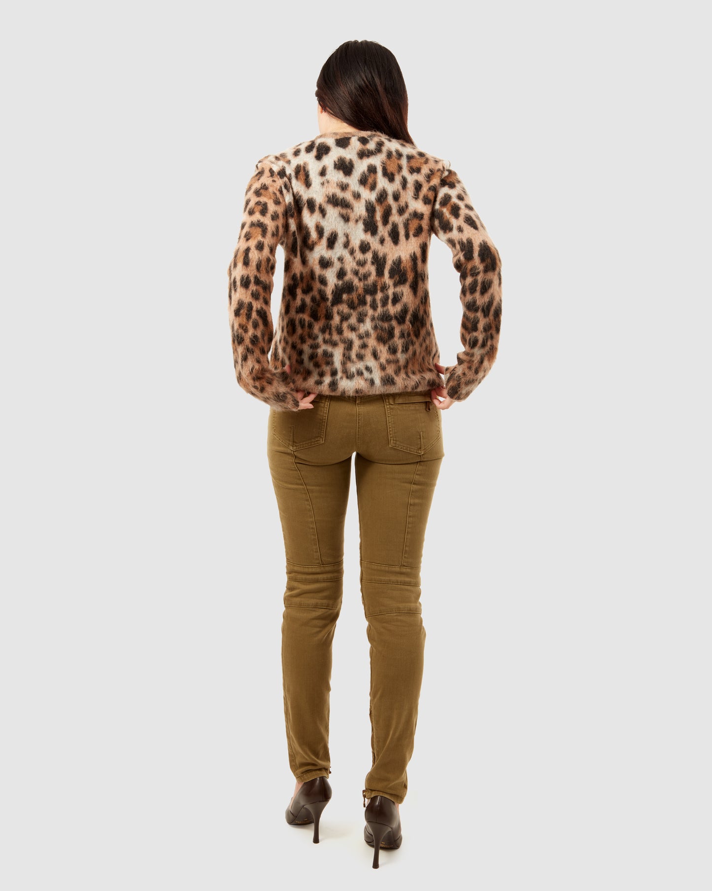 Saint Laurent Cheetah Print Mohair Crewneck Sweater - S