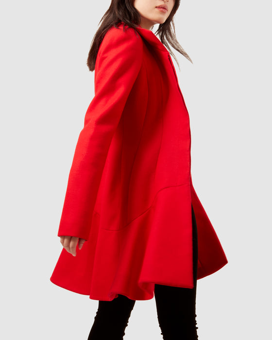McQueen Red Wool Peplum Coat - 40