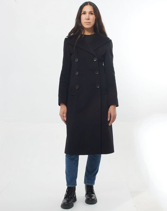 Dolce & Gabanna Black Wool and Cashmere Blend Double-Breasted Midi Coat - 40
