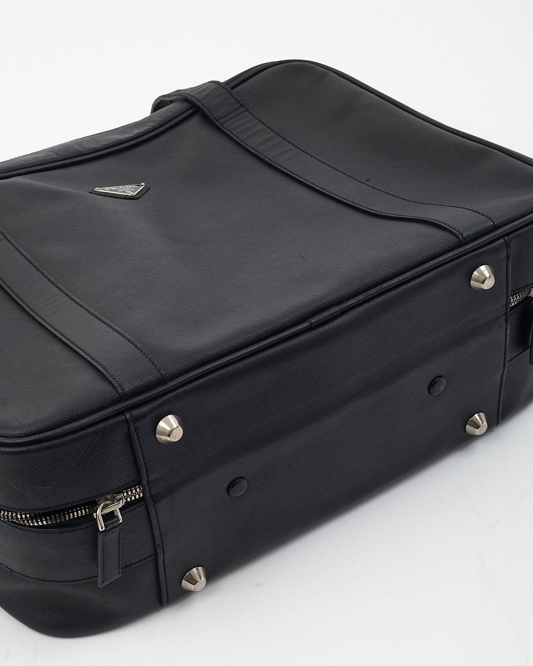 Sac de voyage valise à boucle convertible en cuir Saffiano noir Prada