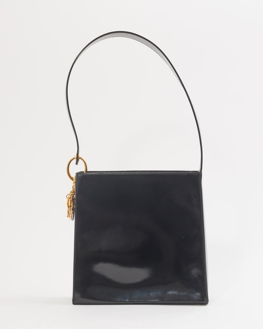 Dior Black Patent Vintage Shoulder Bag