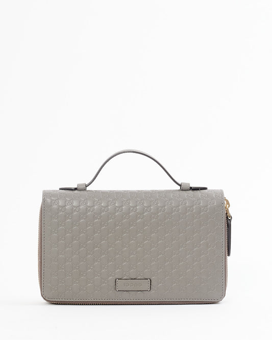 Gucci Grey Micro Guccissima Leather Organizer Wallet