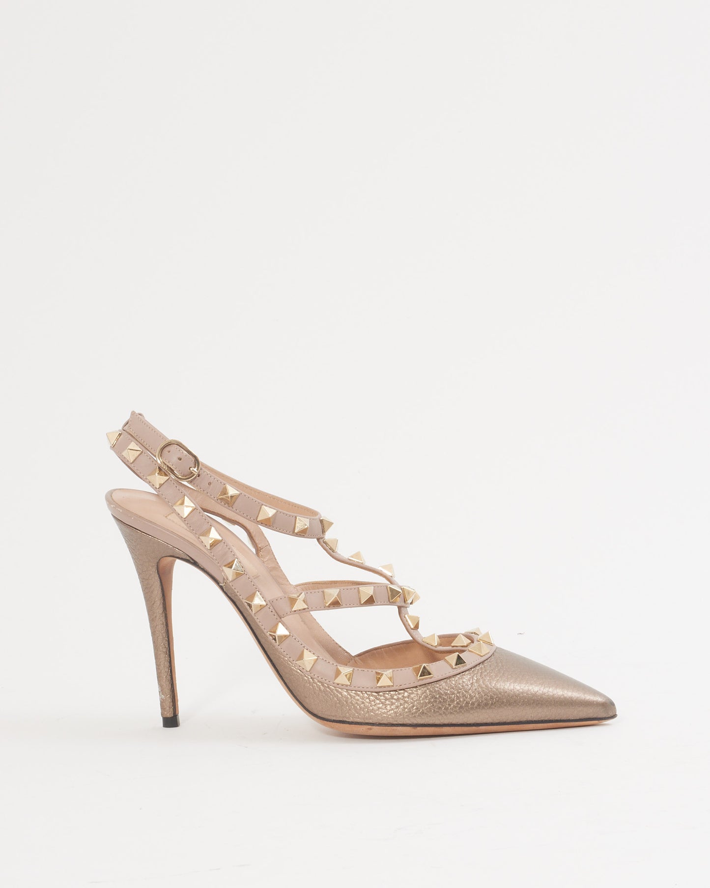 Sandale à bride Rockstud dorée métallisée Valentino - 39