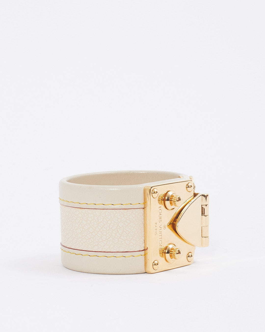 Bracelet Lock It en cuir crème Louis Vuitton