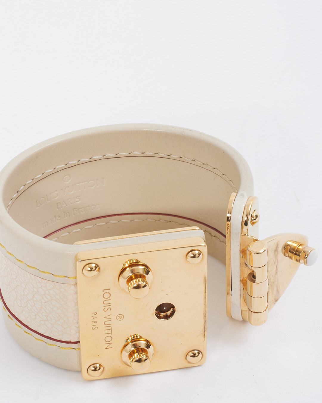 Bracelet Lock It en cuir crème Louis Vuitton