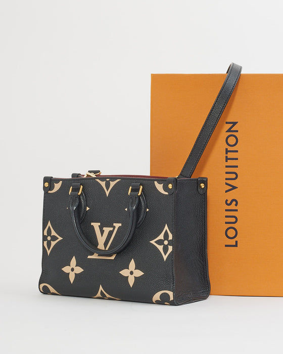 Louis Vuitton Black/White Empreinte Leather On The Go PM Tote Bag