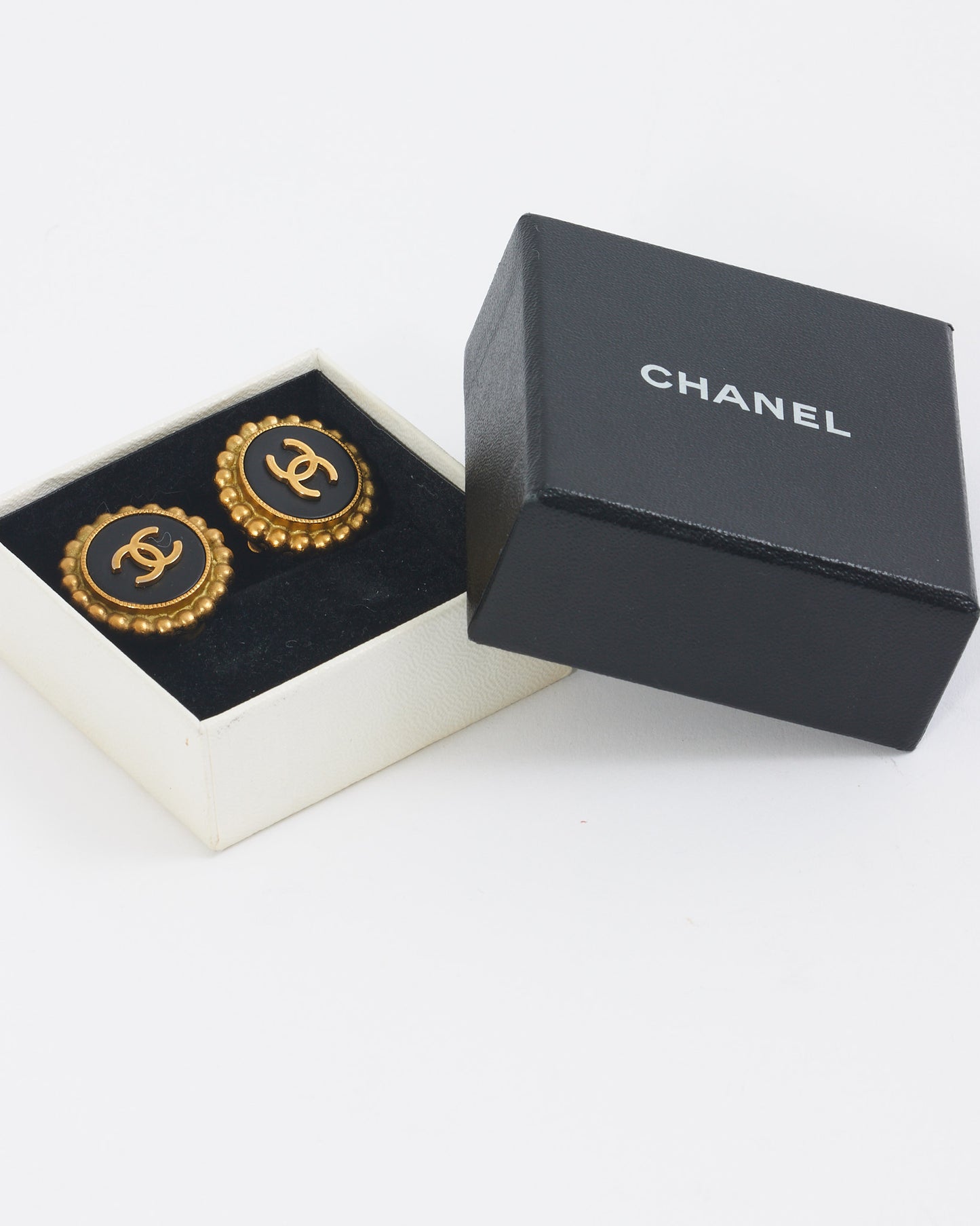 Chanel Vintage Gold CC Logo Medallion Clip On Earrings