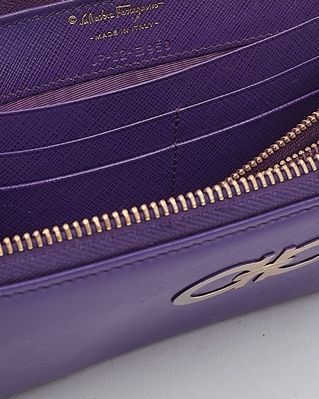 Ferragamo Purple Leather Gancini Wallet