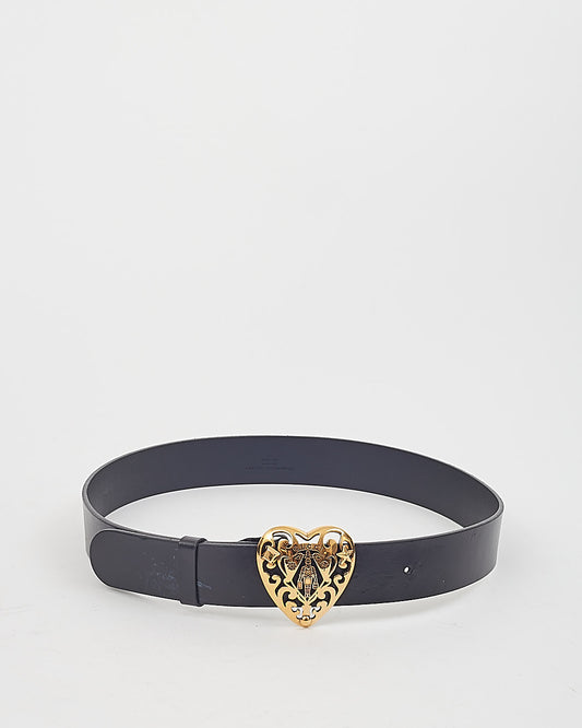 Gucci Black Leather Heart Shaped Hysteria Belt - 90/36