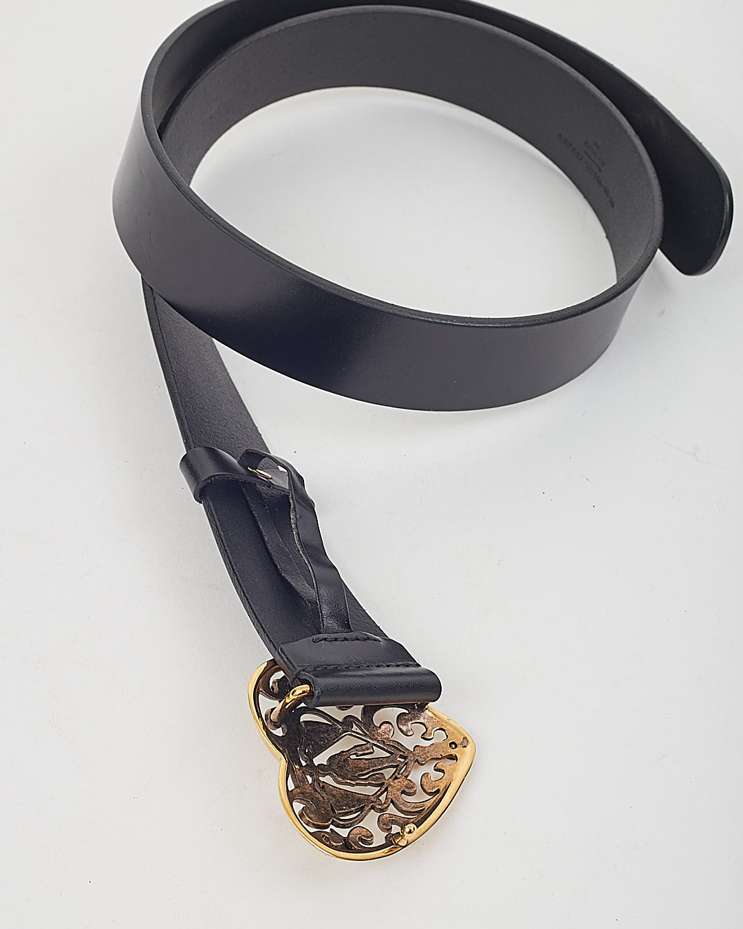 Gucci Black Leather Heart Shaped Hysteria Belt - 90/36