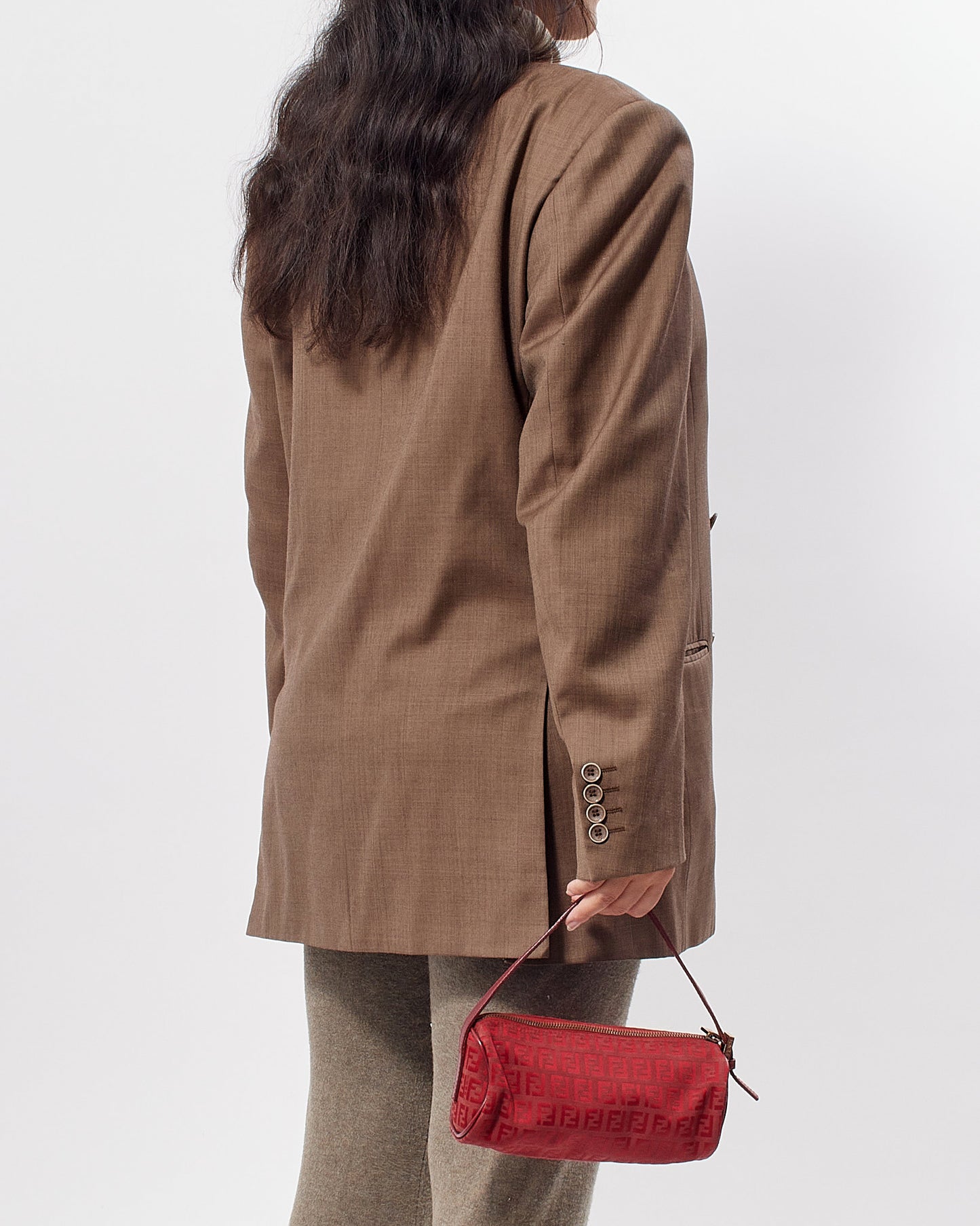 Fendi Red Zucchino Mini Cylinder Shoulder Pochette Bag