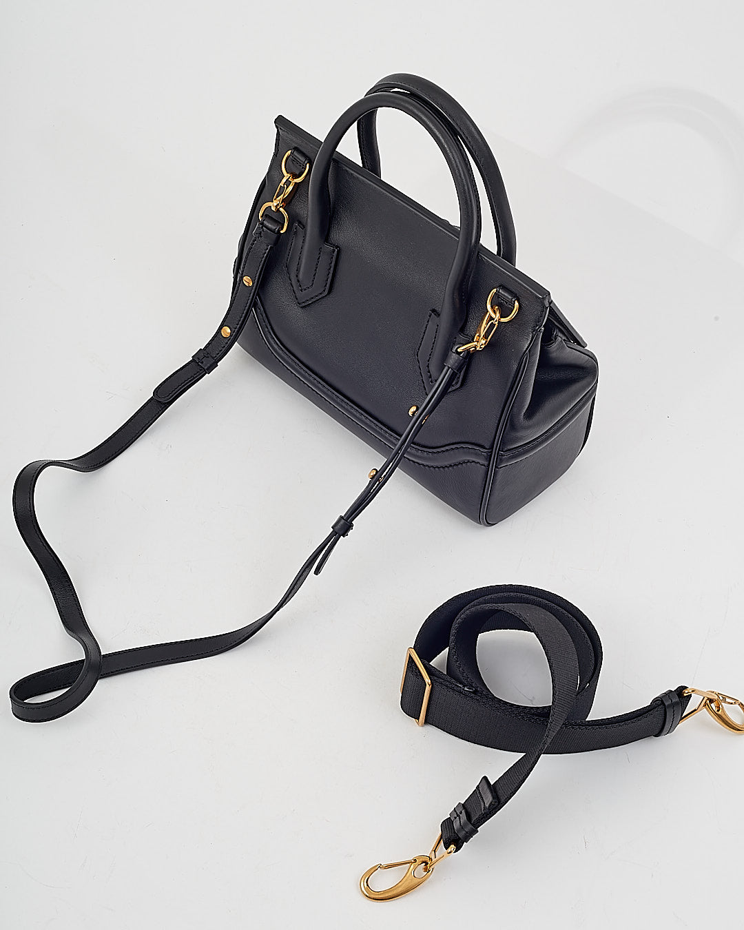 Versace Black Palazzo Empire Swarovski Detail Top Handle Bag
