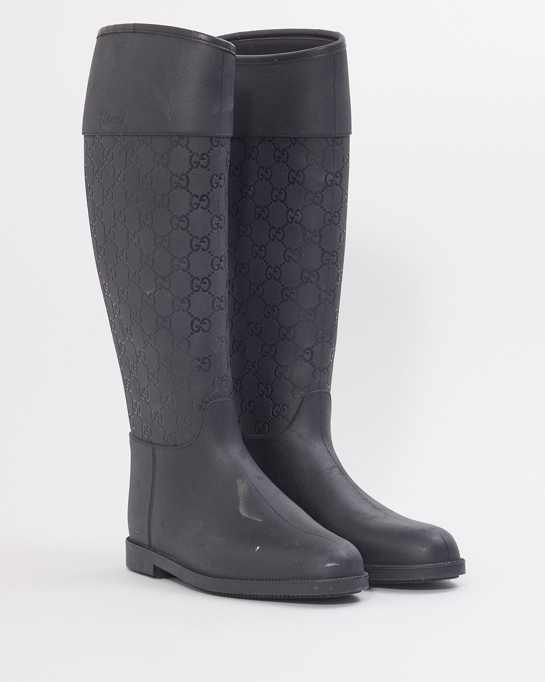 Gucci Black GG Rubber Rain Boots - 39