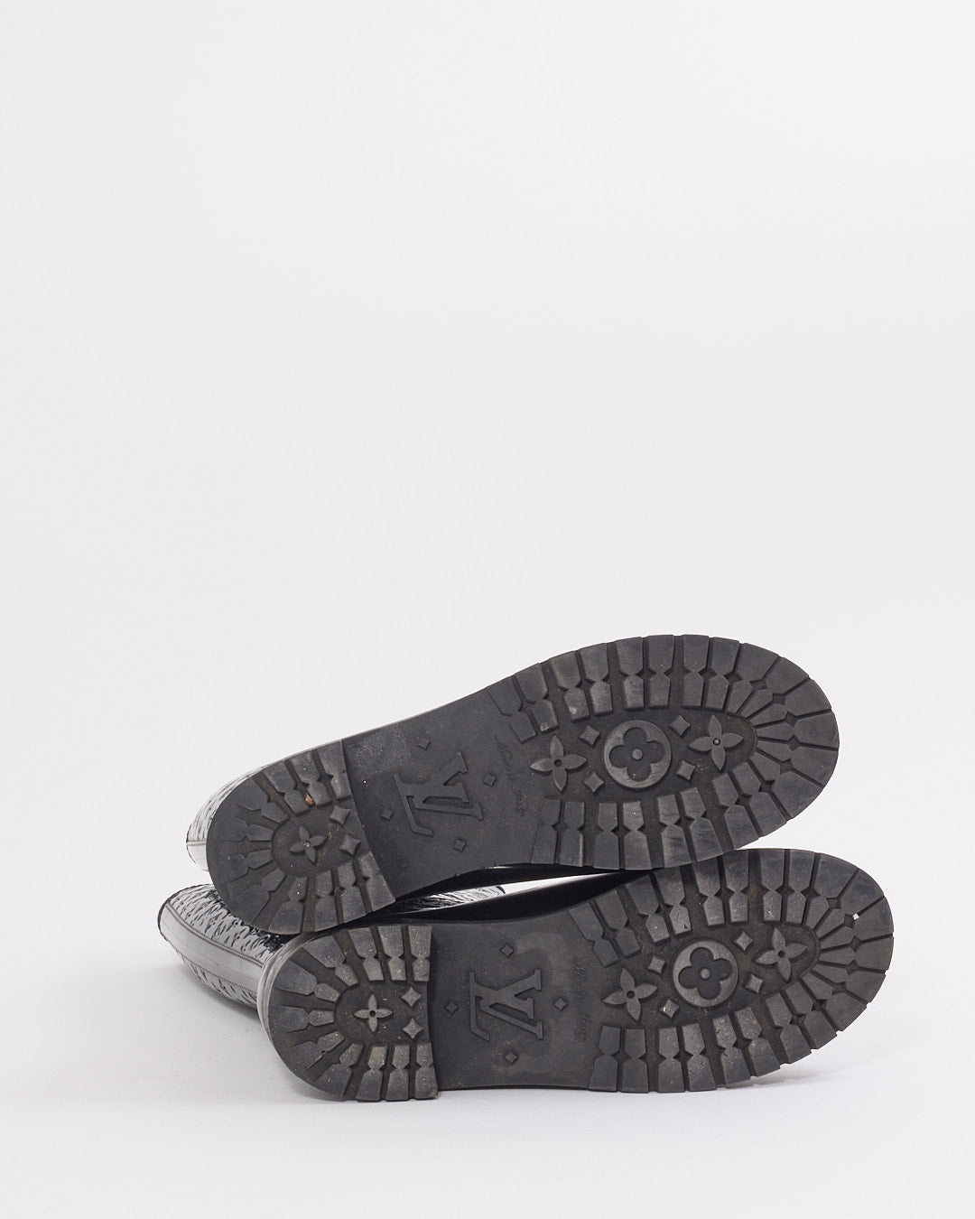 Bottes plates Louis Vuitton en caoutchouc noir Monogram Drops - 40