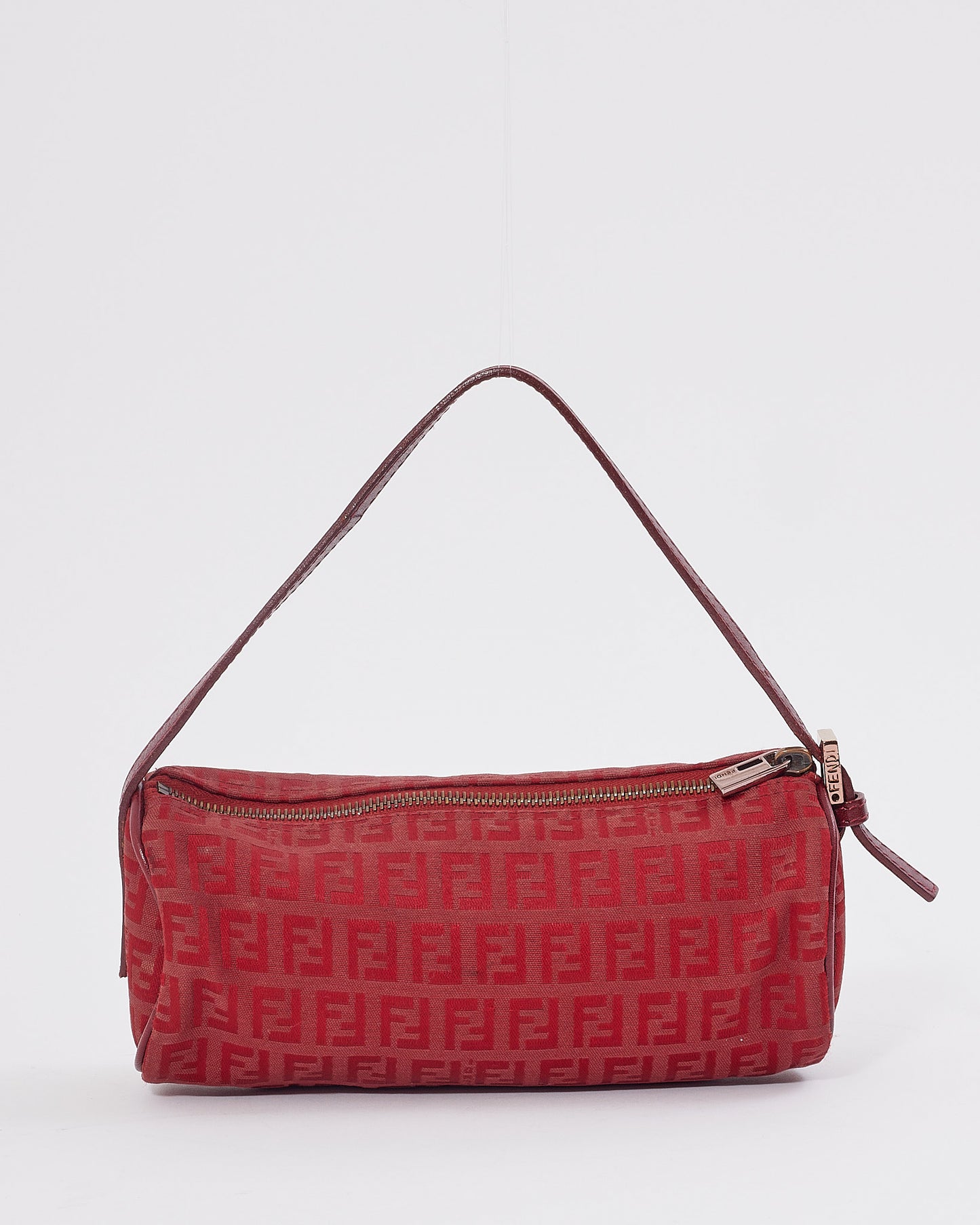 Fendi Red Zucchino Mini Cylinder Shoulder Pochette Bag