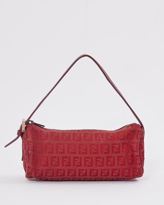 Fendi Red Zucchino Mini Cylinder Shoulder Pochette Bag