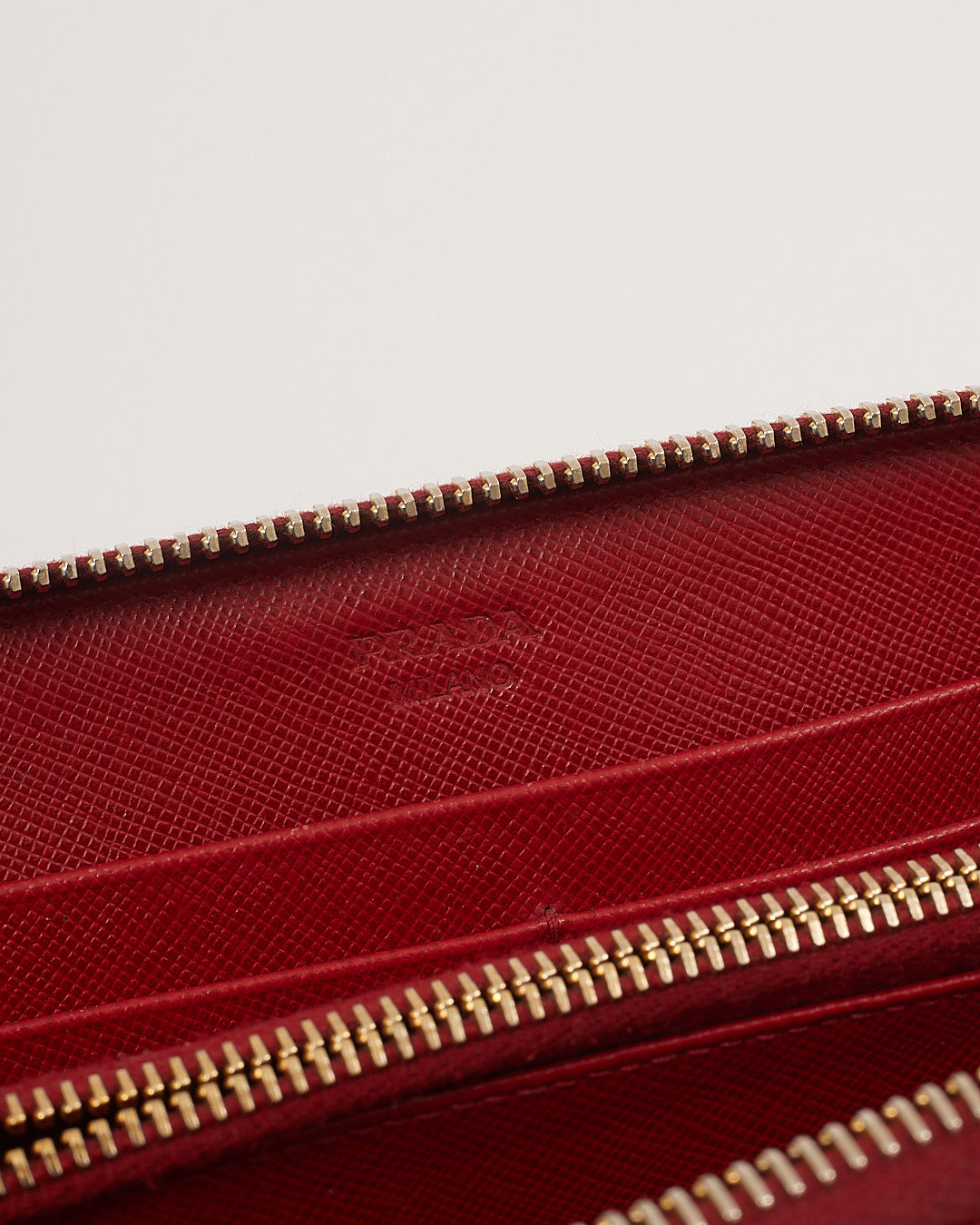 Prada Red Saffiano Leather Zippy Wallet