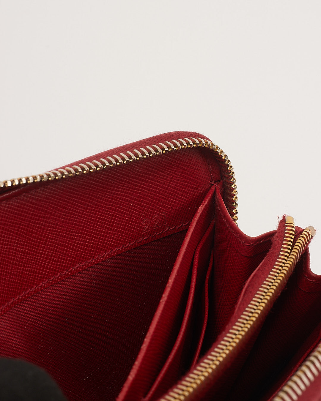 Prada Red Saffiano Leather Zippy Wallet