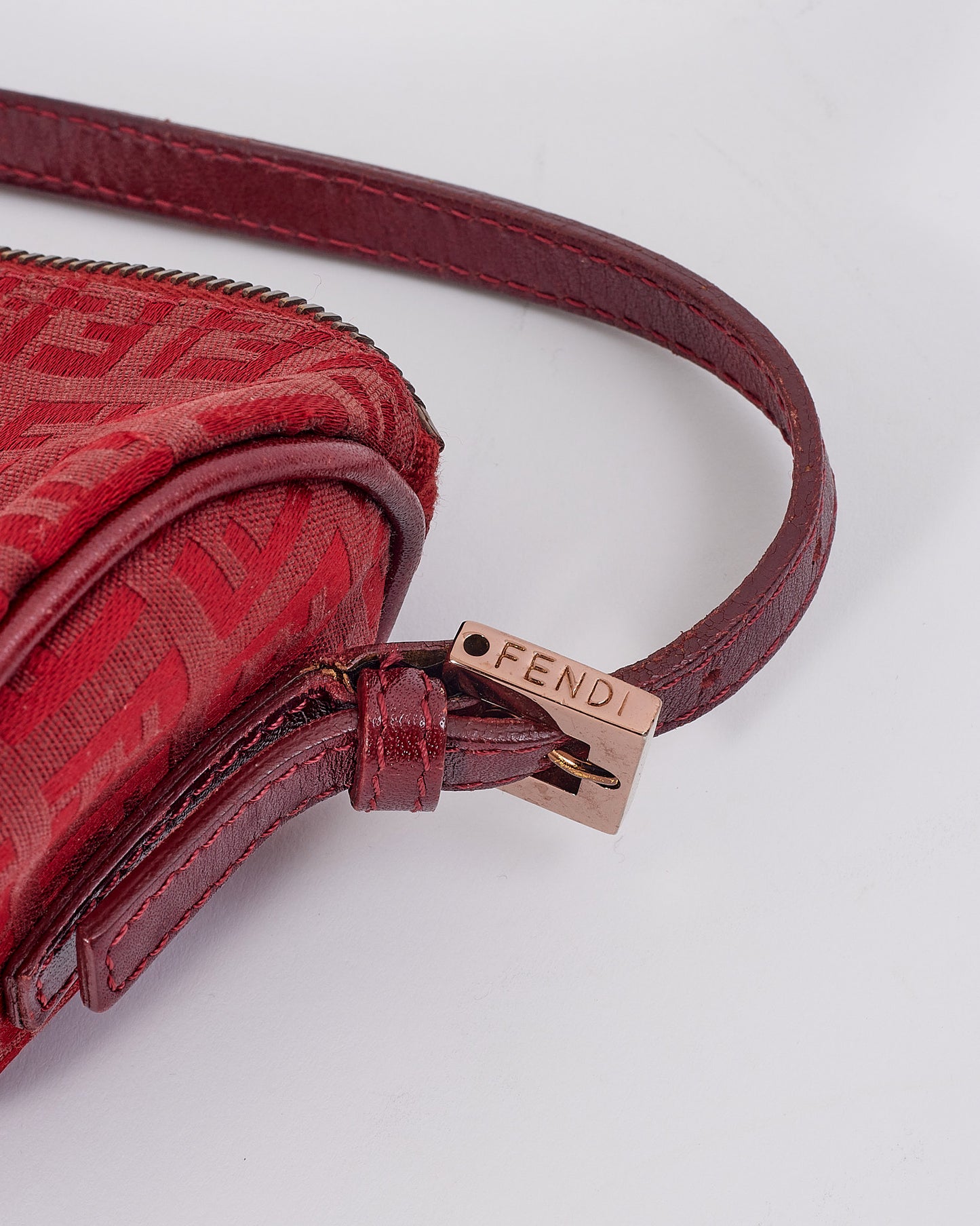Fendi Red Zucchino Mini Cylinder Shoulder Pochette Bag
