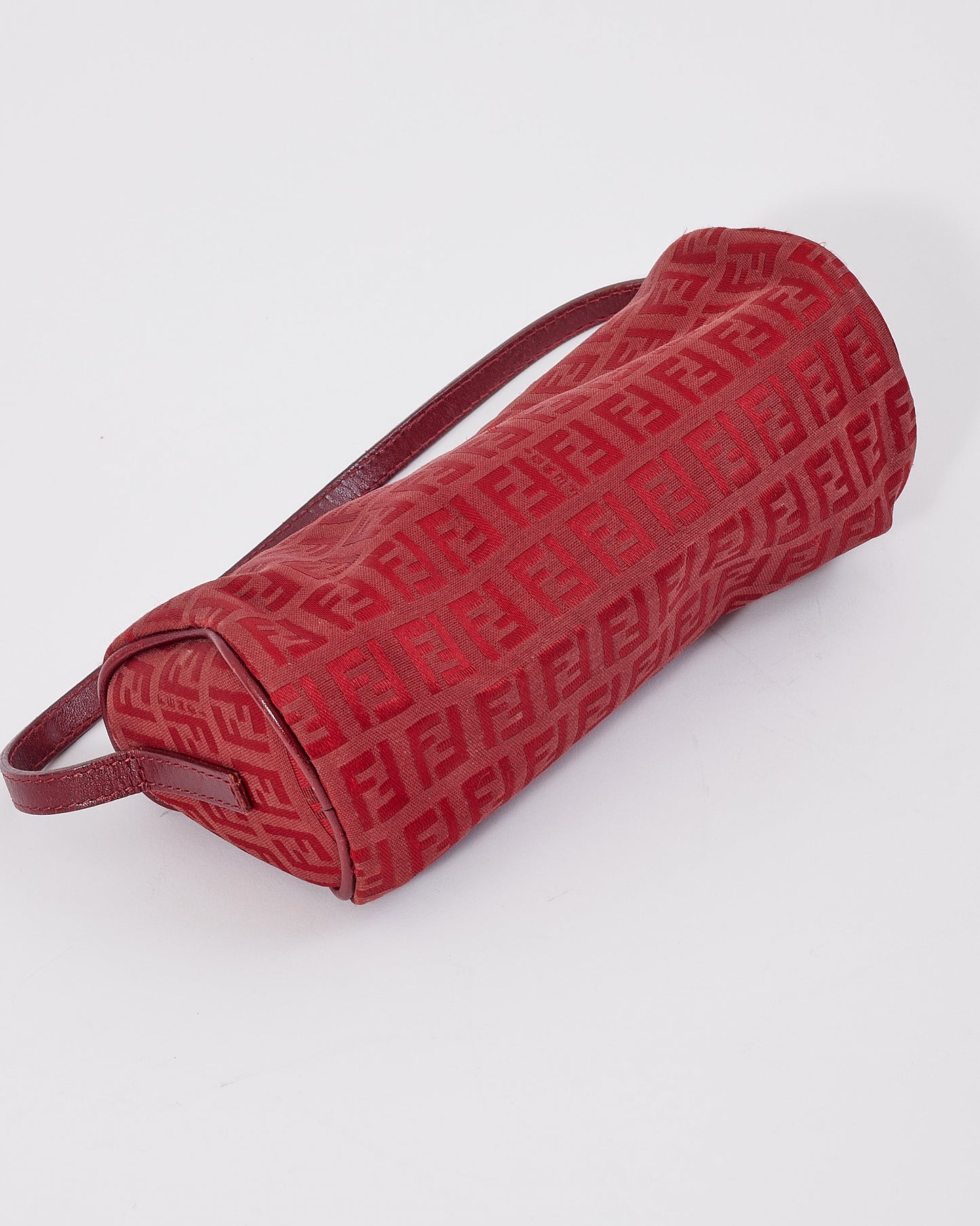 Fendi Red Zucchino Mini Cylinder Shoulder Pochette Bag