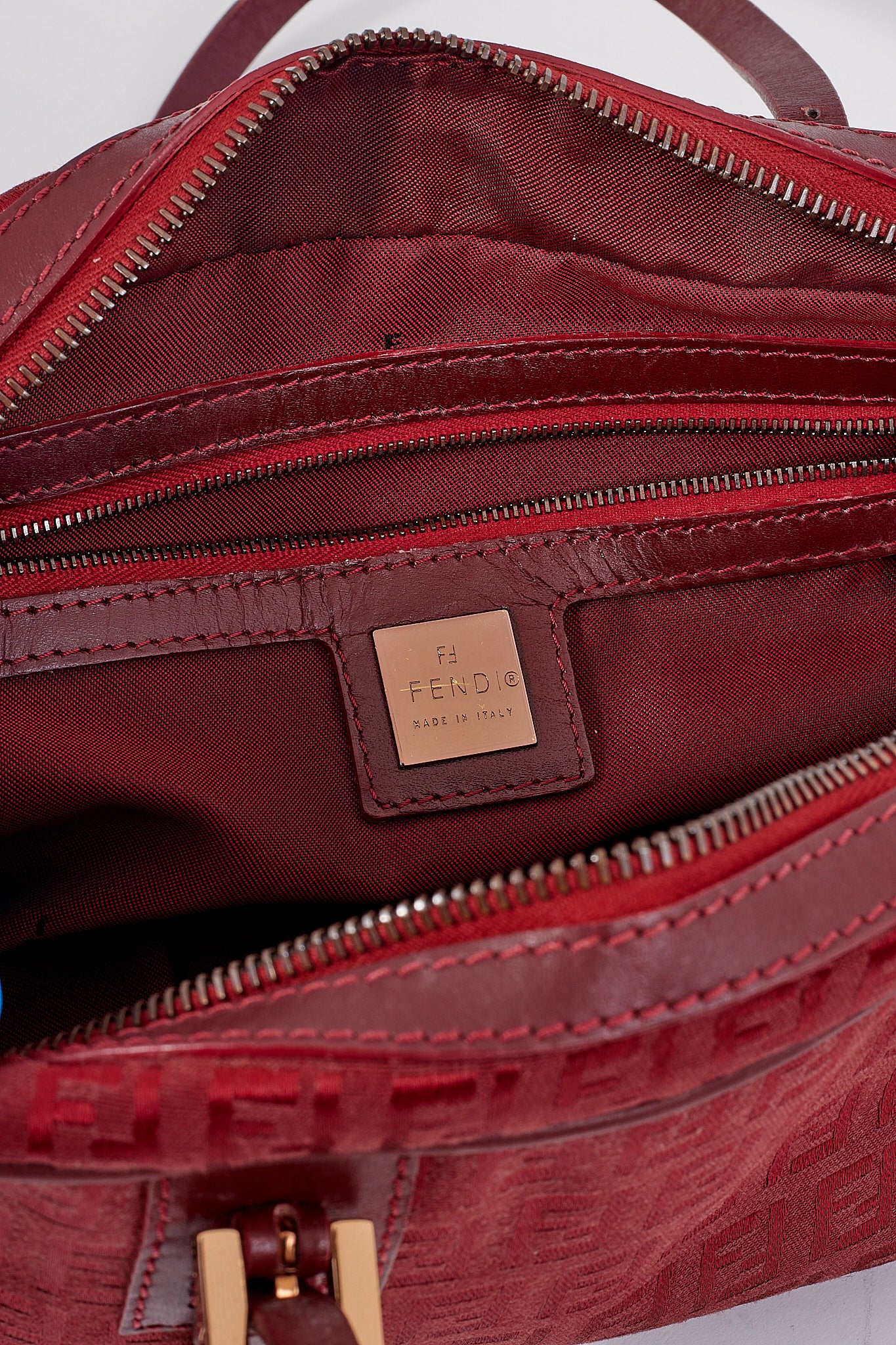 Fendi Red Zucchino Mini Cylinder Shoulder Pochette Bag