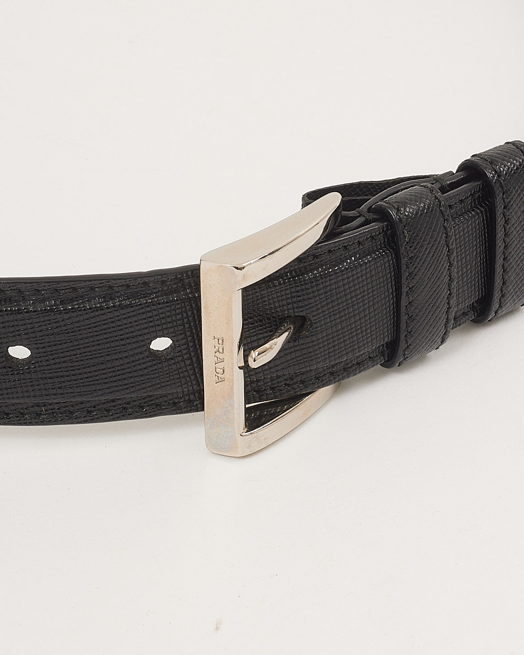 Prada Black Saffiano Leather Belt - 32/80