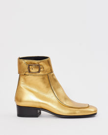  Saint Laurent Gold Metallic Miles 30mm Leather Ankle Boots - 36
