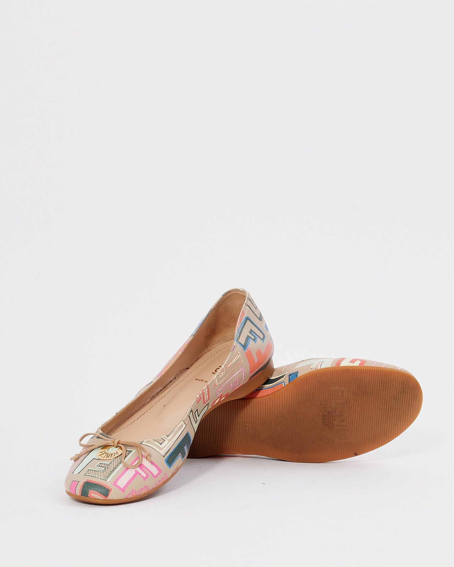 Fendi Multi Color Zucca Print Ballerina Flats - 37.5