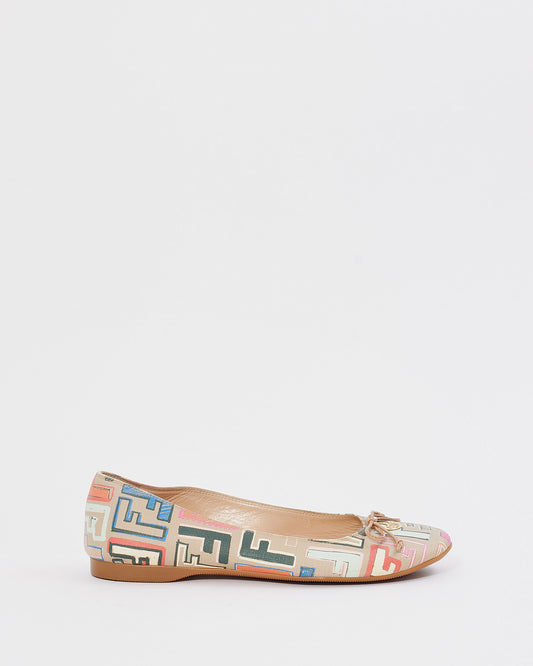 Fendi Multi Color Zucca Print Ballerina Flats - 37.5