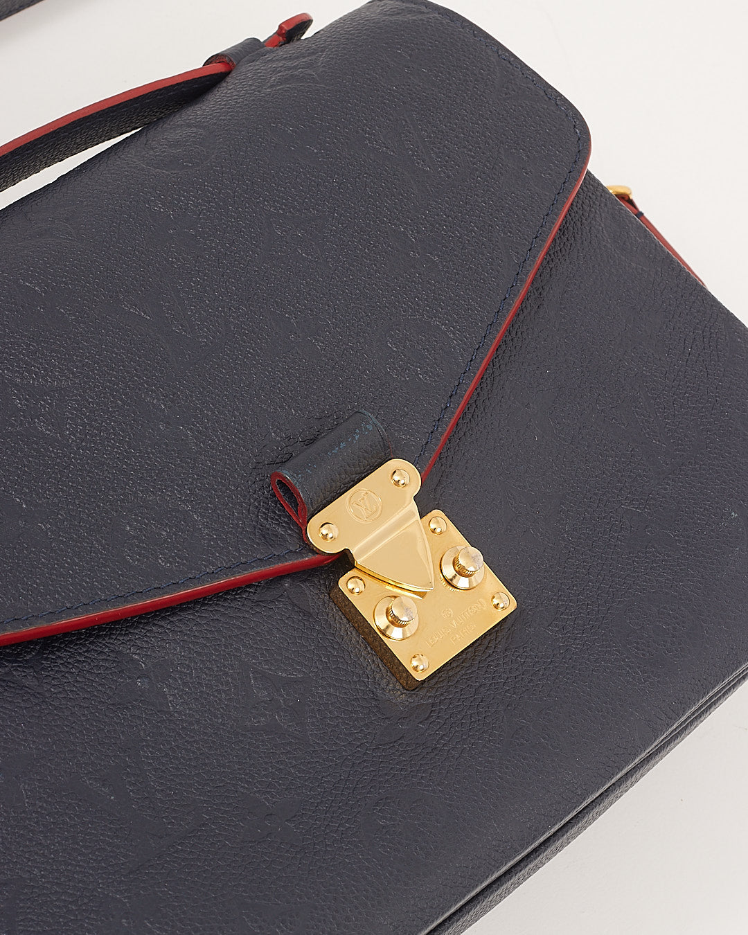 Sac Louis Vuitton Pochette Metis en cuir Empreinte marine/rouge