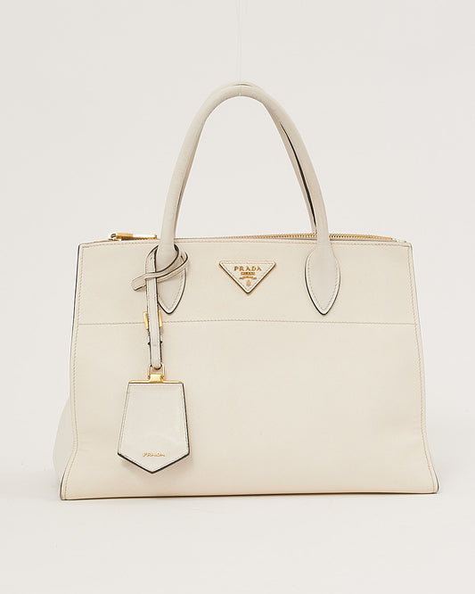 Prada Off White Saffiano & City Calf Esplanade Crossbody Bag