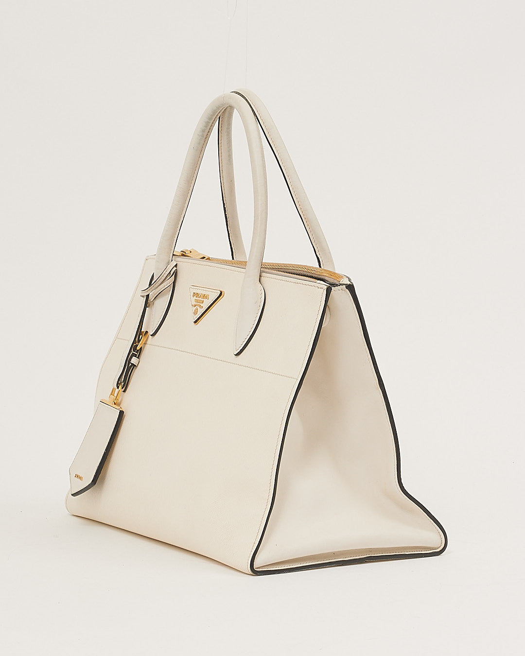 Prada Off White Saffiano & City Calf Esplanade Crossbody Bag